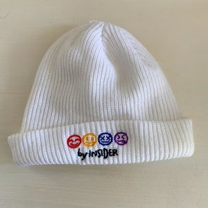 White ribbed beanie from Shein.